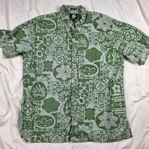 Reyn Spooner Classic Fit Mens XL Green Floral Button Shirt Casual Aloha Comfort